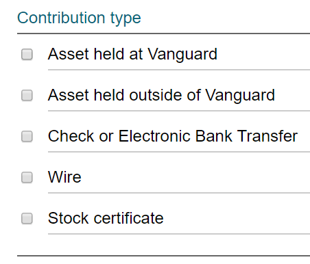 Vanguard Charitable Contribution